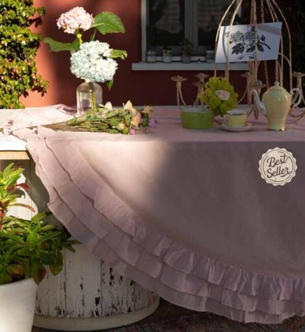 Tovaglia rotonda per tavolo rotondo Vingi in cotone Armonia beige cm 180 -  Dolce Casa Biancheria